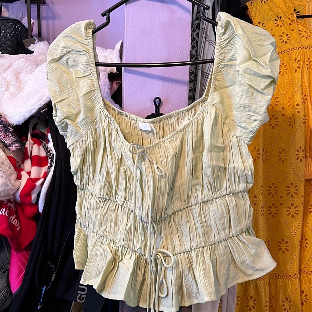 Lime Lush Peasant Top NWT